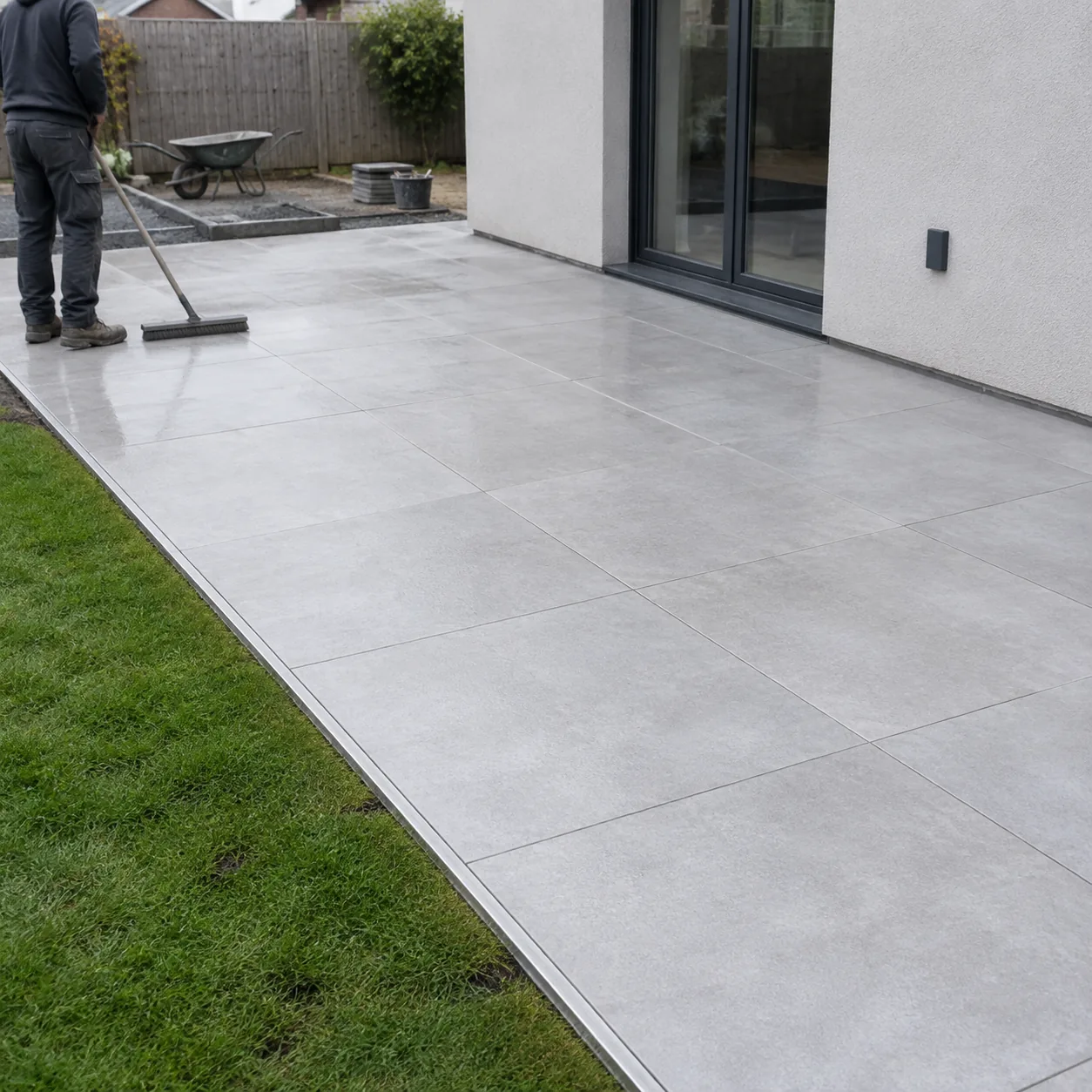 Porcelain & flag — completed paving