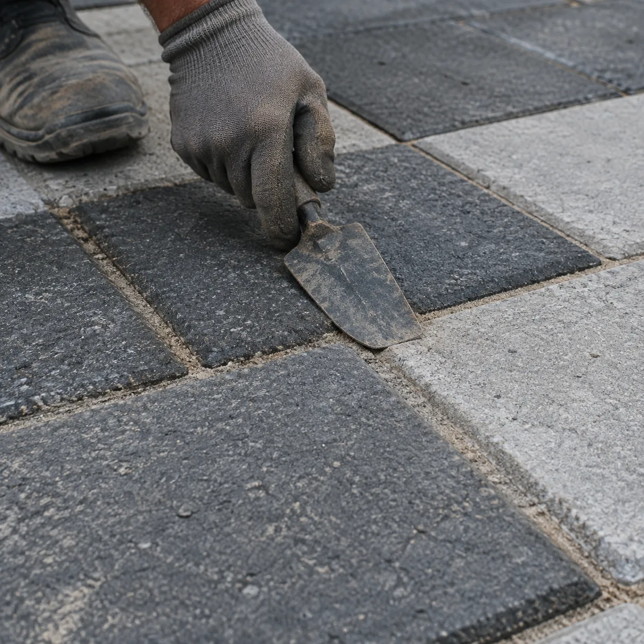 Home Close texture of grey and charcoal block paving